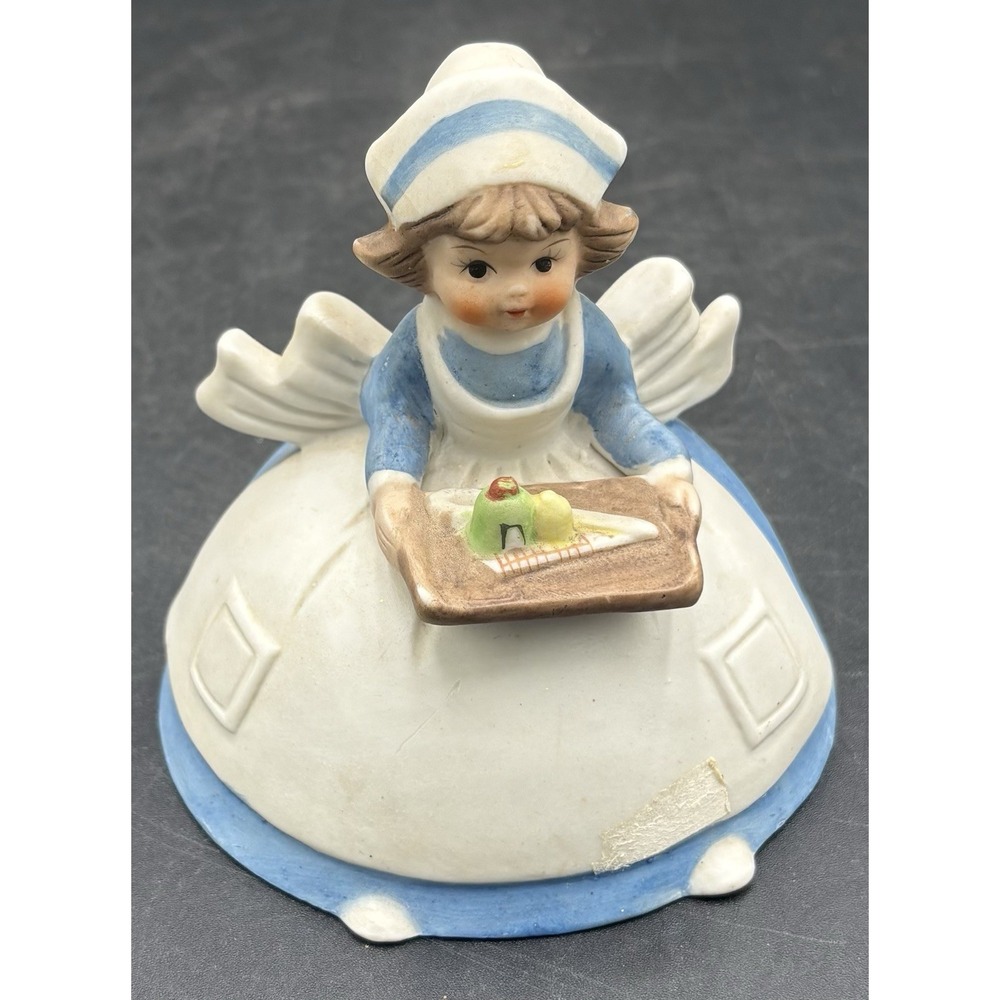 Vtg Girl Nurse Holding Tray Ceramic Figurine Japan 1950s MCM